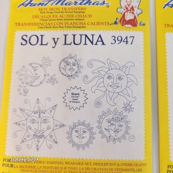 Aunt Marthas Hot Iron Transfers Sol Y Luna 3947 & Pretty Rose Motifs 3213 For Ne - Picture 3 of 6